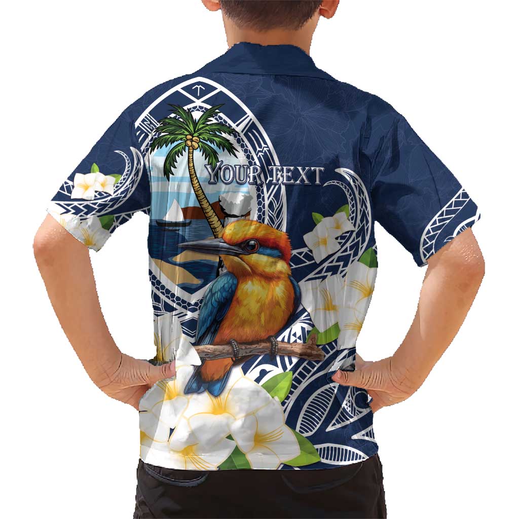 Hafa Adai Guam Kid Hawaiian Shirt Sihek Guam Kingfisher with Guasali
