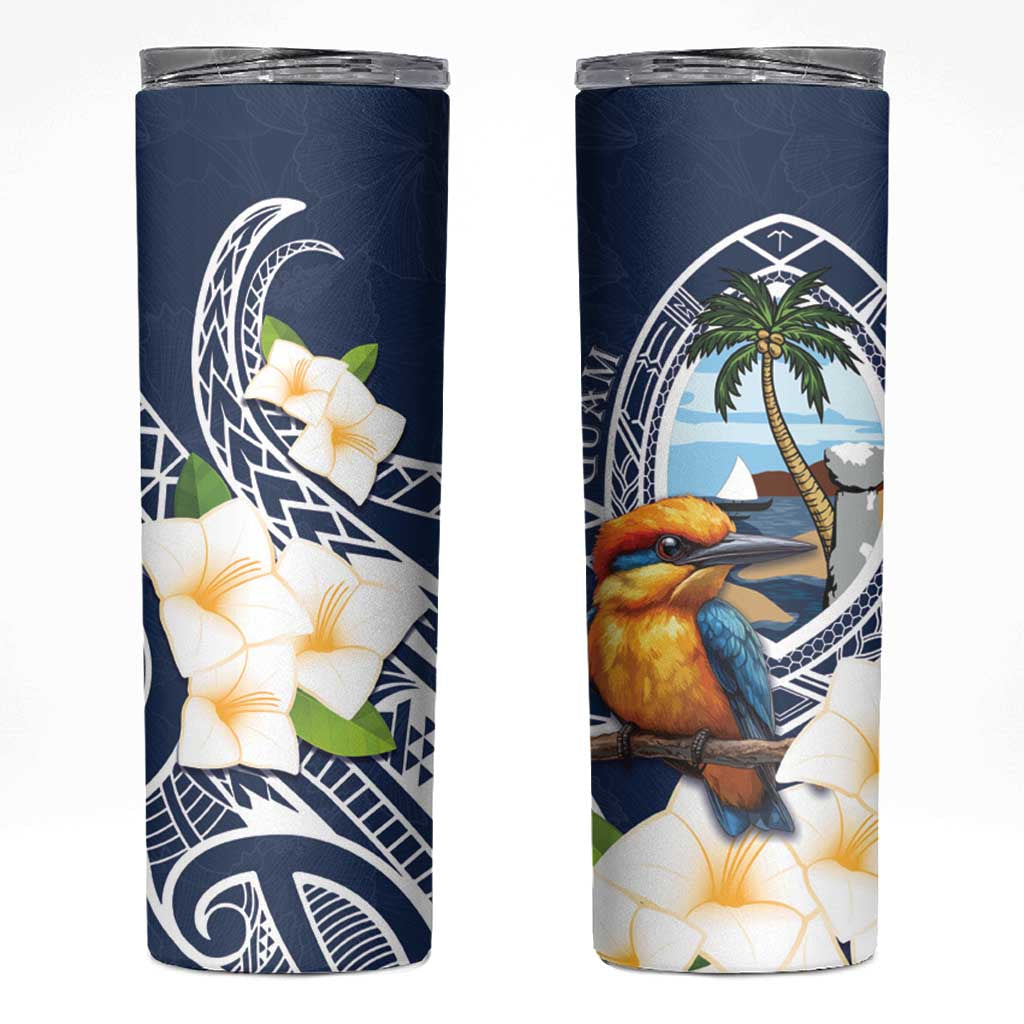 Hafa Adai Guam Skinny Tumbler Sihek Guam Kingfisher with Guasali LT7 Navy Blue - Polynesian Pride