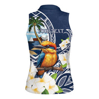 Hafa Adai Guam Women Sleeveless Polo Shirt Sihek Guam Kingfisher with Guasali LT7 - Polynesian Pride