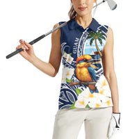 Hafa Adai Guam Women Sleeveless Polo Shirt Sihek Guam Kingfisher with Guasali LT7 - Polynesian Pride