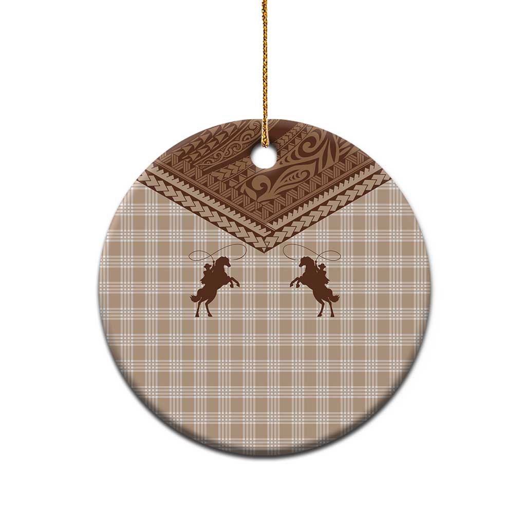 Aloha Hawaii Cowboys Paniolo Ceramic Ornament Beige Palaka LT7 - Polynesian Pride