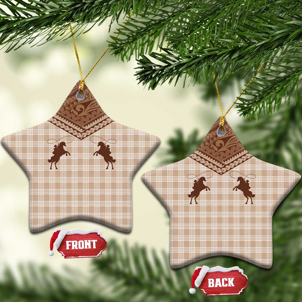 Aloha Hawaii Cowboys Paniolo Ceramic Ornament Beige Palaka LT7 Star Beige - Polynesian Pride