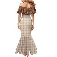 Aloha Hawaii Cowboys Paniolo Family Matching Mermaid Dress and Hawaiian Shirt Beige Palaka LT7 - Polynesian Pride