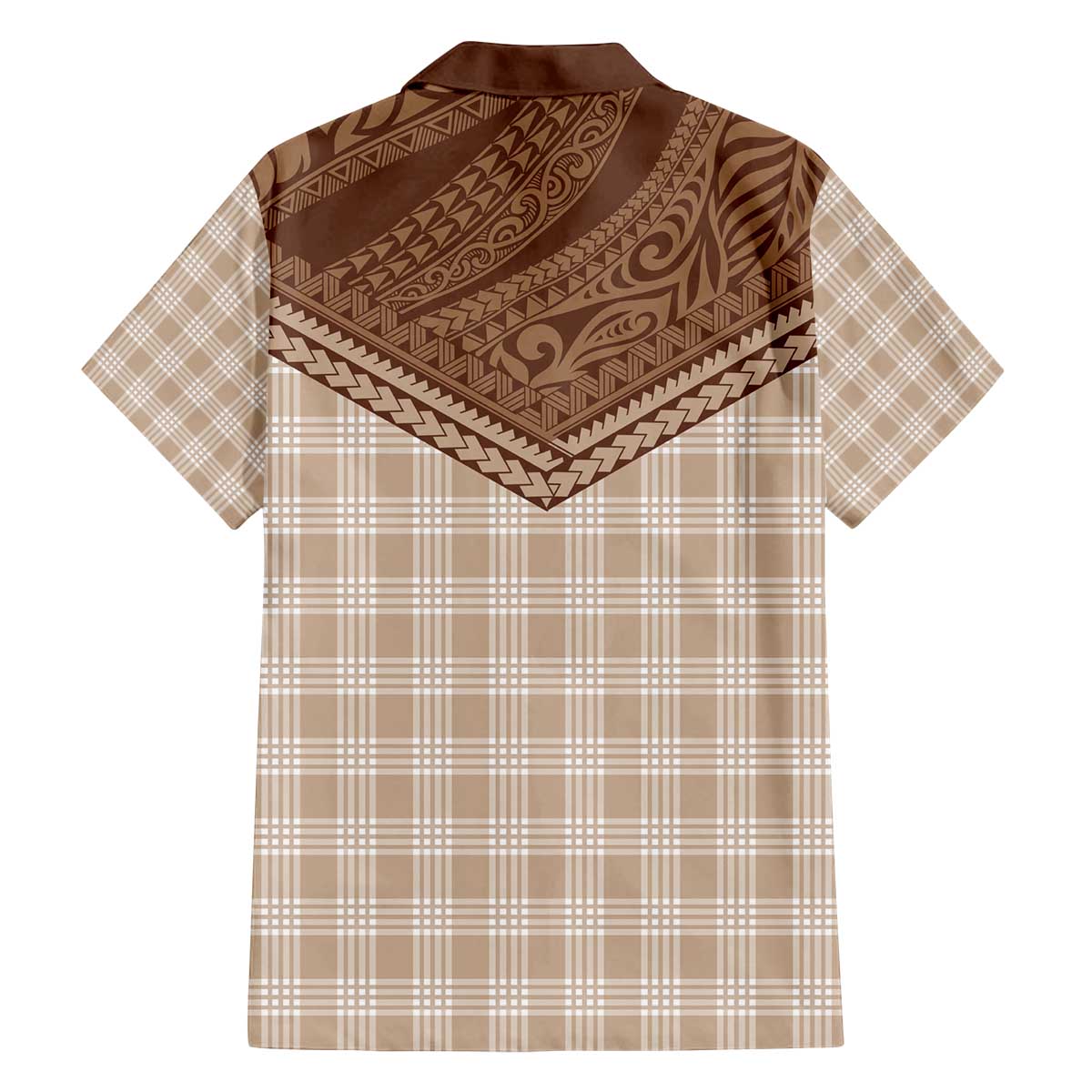 Aloha Hawaii Cowboys Paniolo Family Matching Off The Shoulder Long Sleeve Dress and Hawaiian Shirt Beige Palaka LT7 - Polynesian Pride