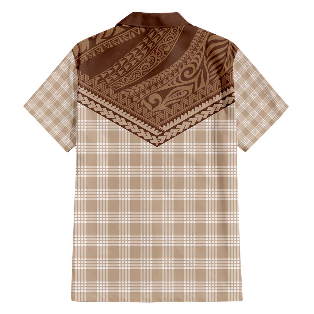 Aloha Hawaii Cowboys Paniolo Family Matching Off Shoulder Short Dress and Hawaiian Shirt Beige Palaka LT7 - Polynesian Pride