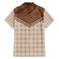 Aloha Hawaii Cowboys Paniolo Family Matching Short Sleeve Bodycon Dress and Hawaiian Shirt Beige Palaka LT7 - Polynesian Pride