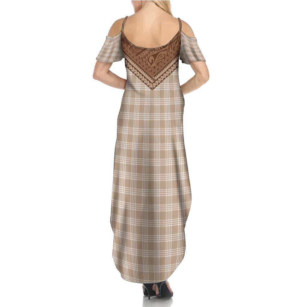 Aloha Hawaii Cowboys Paniolo Family Matching Summer Maxi Dress and Hawaiian Shirt Beige Palaka LT7 - Polynesian Pride