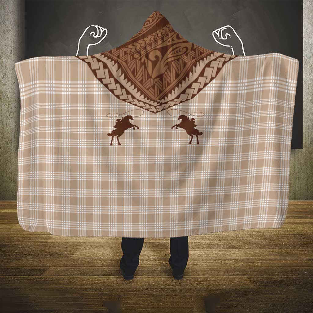 Aloha Hawaii Cowboys Paniolo Hooded Blanket Beige Palaka - Polynesian Pride
