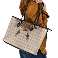 Aloha Hawaii Cowboys Paniolo Leather Tote Bag Beige Palaka - Polynesian Pride