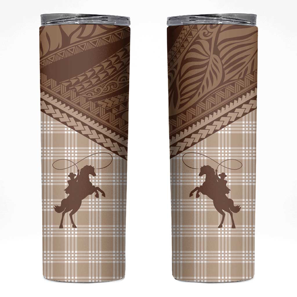 Aloha Hawaii Cowboys Paniolo Skinny Tumbler Beige Palaka LT7 Beige - Polynesian Pride