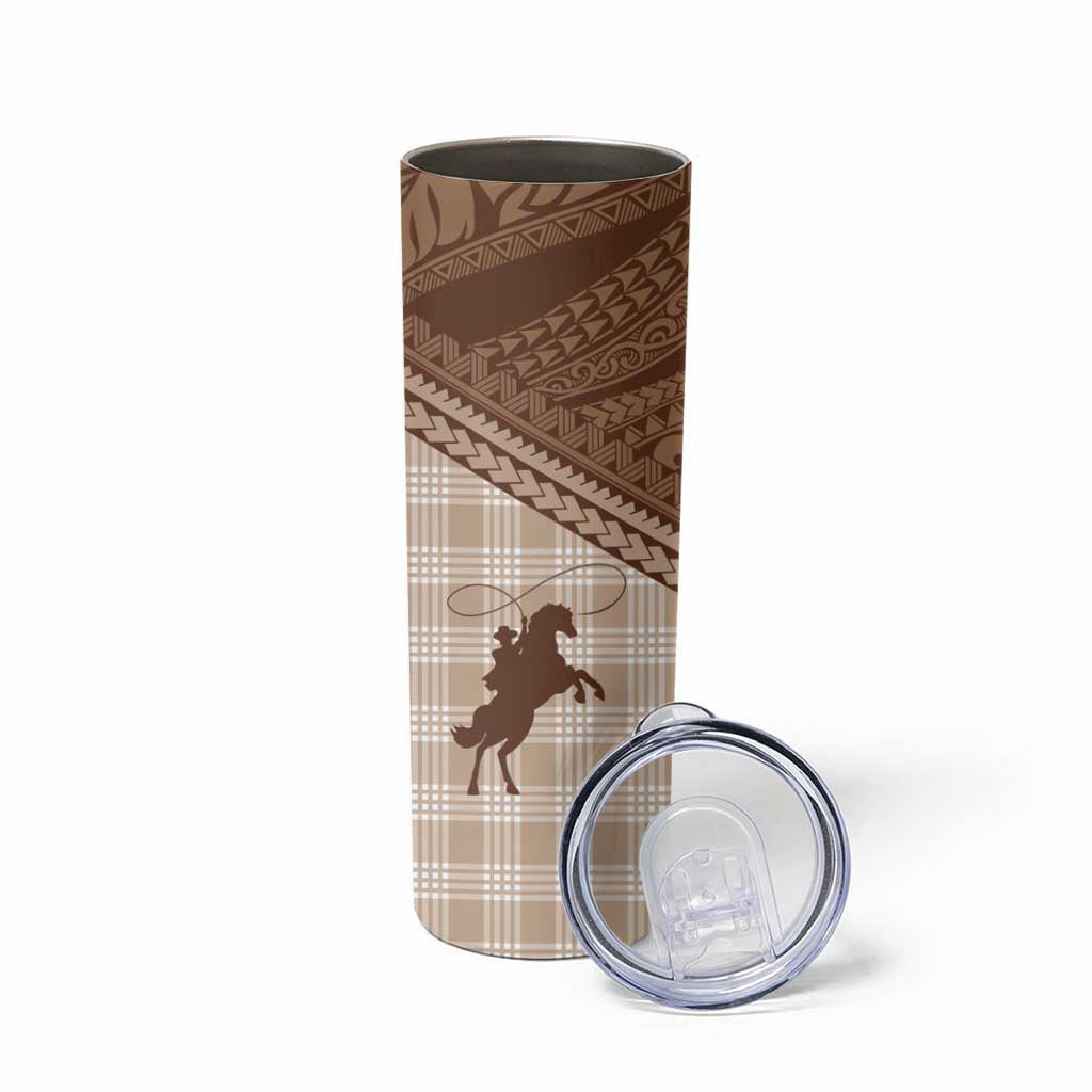 Aloha Hawaii Cowboys Paniolo Skinny Tumbler Beige Palaka LT7 - Polynesian Pride
