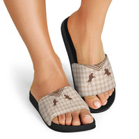Aloha Hawaii Cowboys Paniolo Slide Sandals Beige Palaka - Polynesian Pride