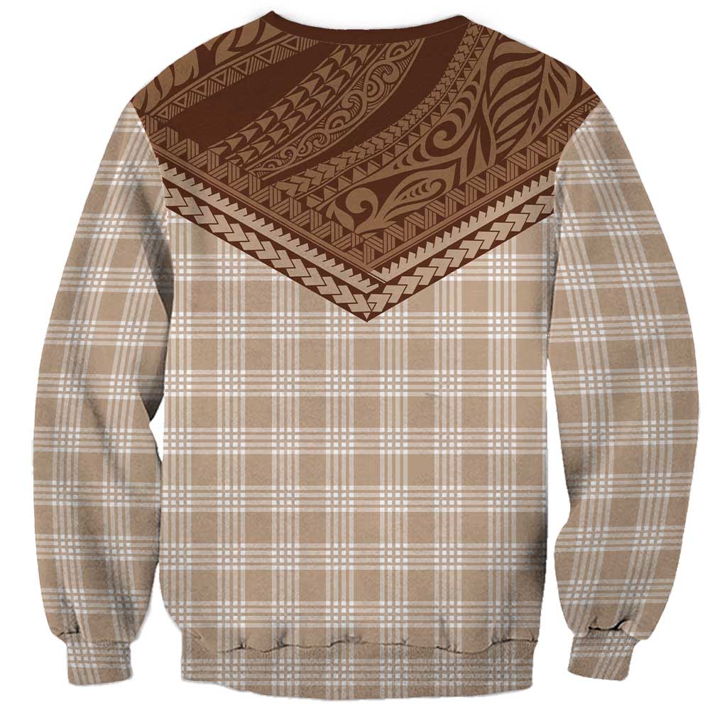 Aloha Hawaii Cowboys Paniolo Sweatshirt Beige Palaka - Polynesian Pride