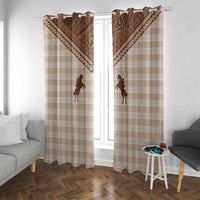 Aloha Hawaii Cowboys Paniolo Window Curtain Beige Palaka - Polynesian Pride