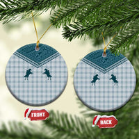 Aloha Hawaii Cowboys Paniolo Ceramic Ornament Teal Palaka LT7 Circle Teal - Polynesian Pride