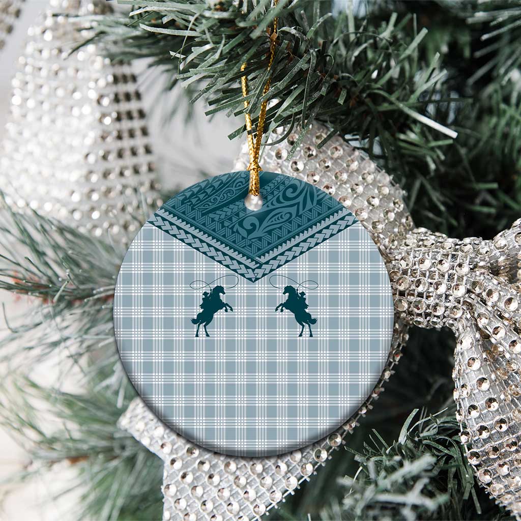 Aloha Hawaii Cowboys Paniolo Ceramic Ornament Teal Palaka LT7 - Polynesian Pride