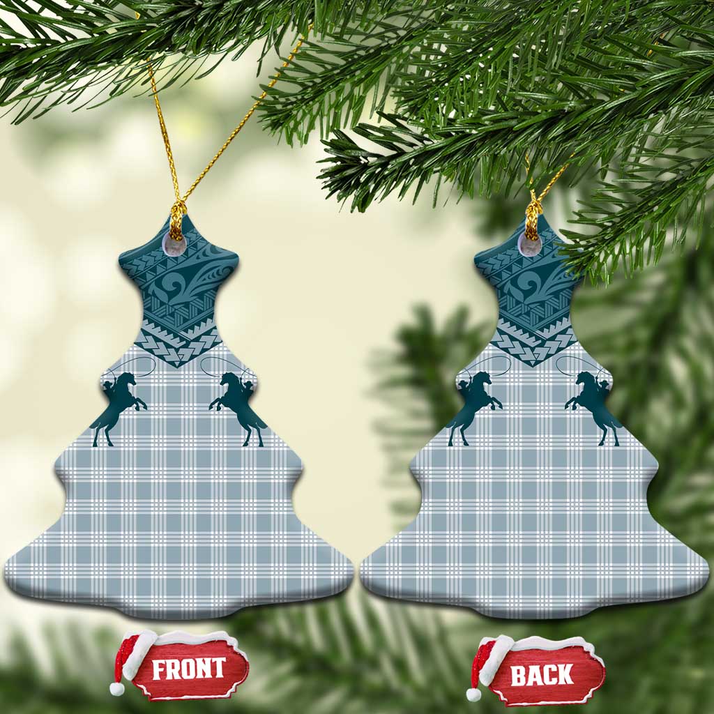 Aloha Hawaii Cowboys Paniolo Ceramic Ornament Teal Palaka LT7 Christmas Tree Teal - Polynesian Pride