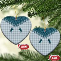 Aloha Hawaii Cowboys Paniolo Ceramic Ornament Teal Palaka LT7 Heart Teal - Polynesian Pride