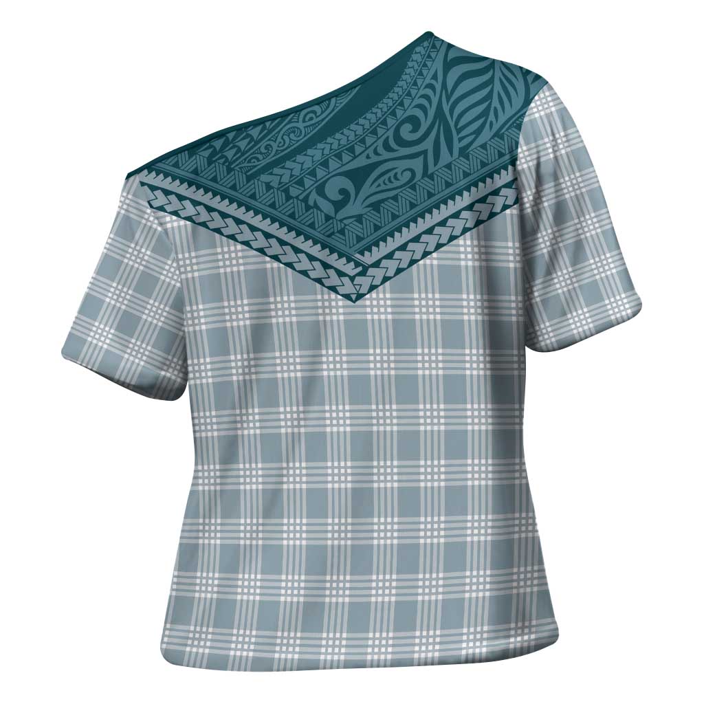Aloha Hawaii Cowboys Paniolo Cross Shoulder Shirt Teal Palaka LT7 - Polynesian Pride