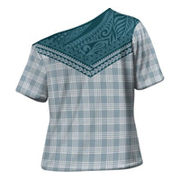 Aloha Hawaii Cowboys Paniolo Cross Shoulder Shirt Teal Palaka LT7 - Polynesian Pride