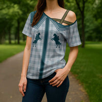 Aloha Hawaii Cowboys Paniolo Cross Shoulder Shirt Teal Palaka LT7 - Polynesian Pride