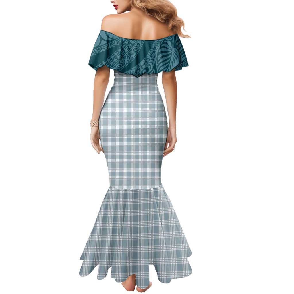 Aloha Hawaii Cowboys Paniolo Family Matching Mermaid Dress and Hawaiian Shirt Teal Palaka LT7 - Polynesian Pride