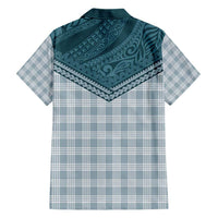 Aloha Hawaii Cowboys Paniolo Family Matching Short Sleeve Bodycon Dress and Hawaiian Shirt Teal Palaka LT7 - Polynesian Pride