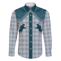 Aloha Hawaii Cowboys Paniolo Family Matching Short Sleeve Bodycon Dress and Hawaiian Shirt Teal Palaka LT7 Dad's Shirt - Long Sleeve Teal - Polynesian Pride