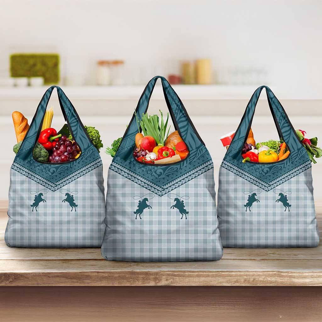 Aloha Hawaii Cowboys Paniolo Grocery Bag Teal Palaka - Polynesian Pride