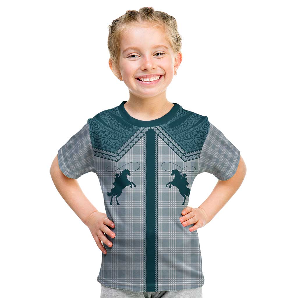 Aloha Hawaii Cowboys Paniolo Kid T Shirt Teal Palaka - Polynesian Pride