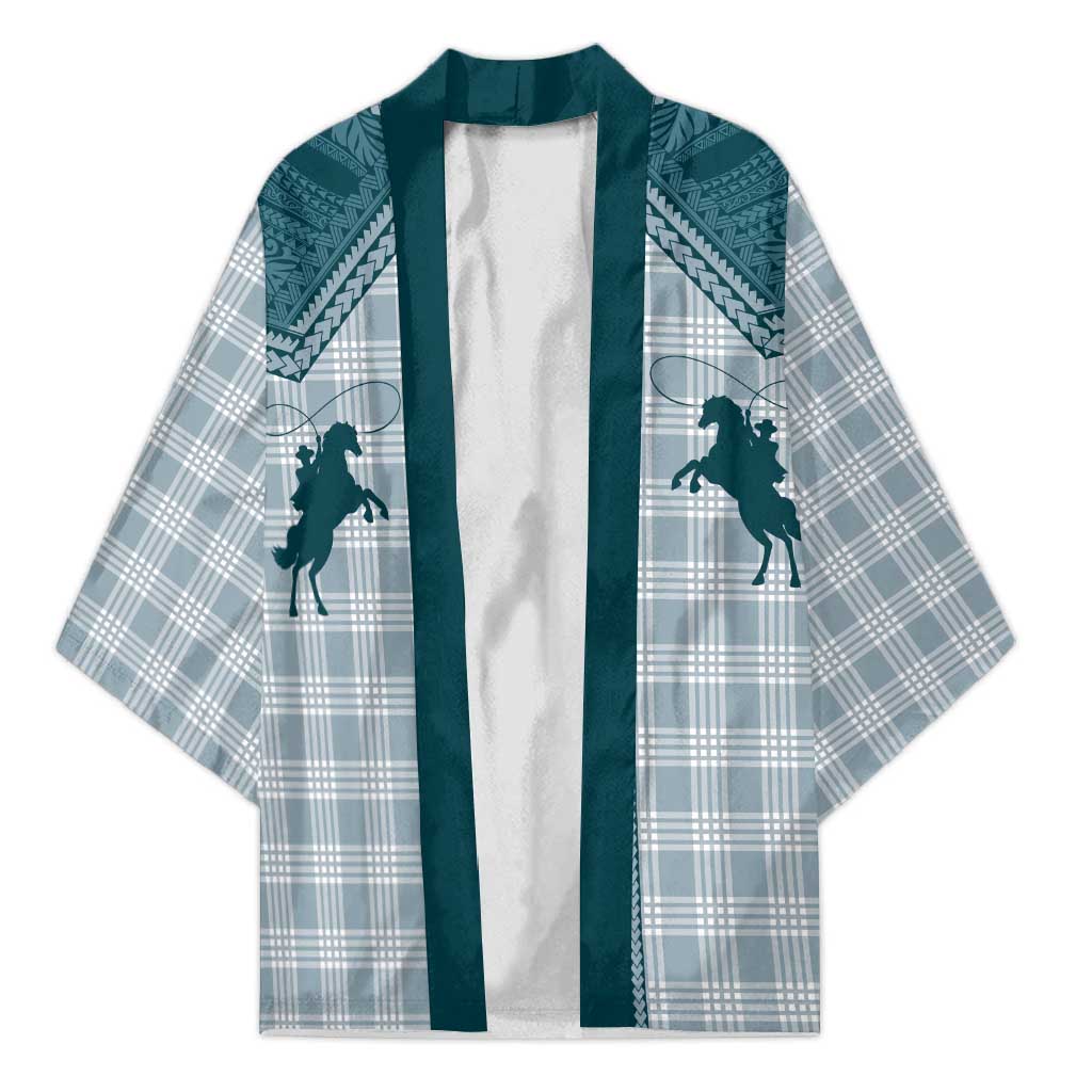 Aloha Hawaii Cowboys Paniolo Kimono Teal Palaka LT7 Unisex Teal - Polynesian Pride