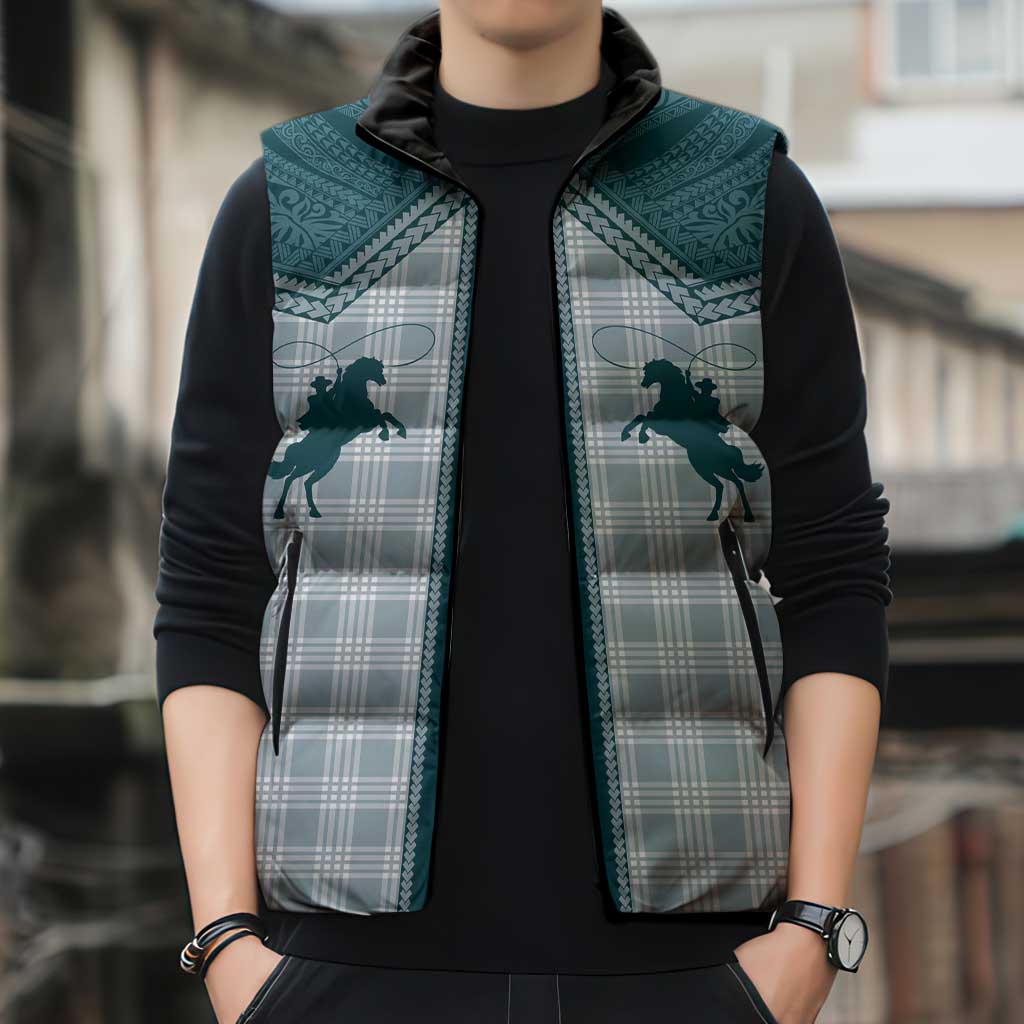 Aloha Hawaii Cowboys Paniolo Sleeveless Puffer Jacket Teal Palaka - Polynesian Pride