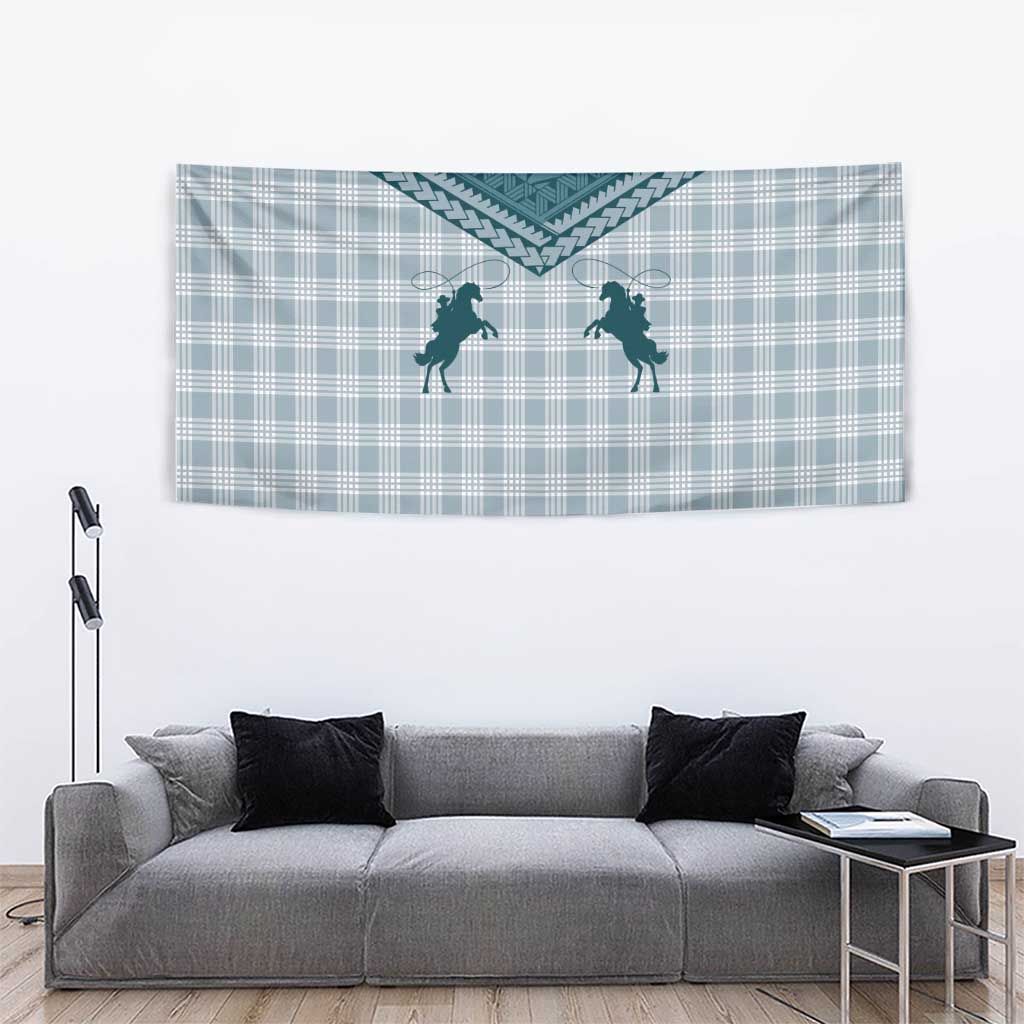 Aloha Hawaii Cowboys Paniolo Tapestry Teal Palaka LT7 - Polynesian Pride