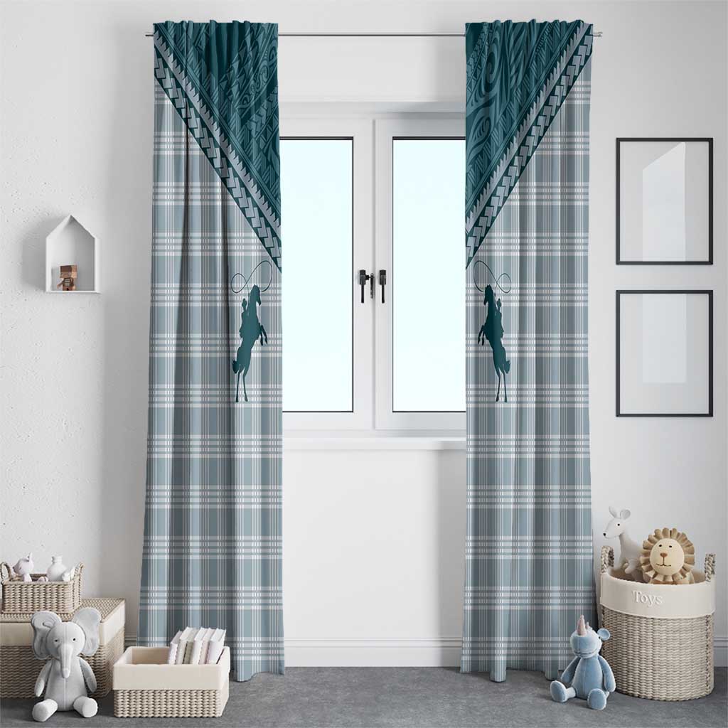 Aloha Hawaii Cowboys Paniolo Window Curtain Teal Palaka - Polynesian Pride