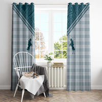 Aloha Hawaii Cowboys Paniolo Window Curtain Teal Palaka - Polynesian Pride
