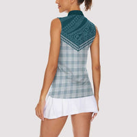 Aloha Hawaii Cowboys Paniolo Women Sleeveless Polo Shirt Teal Palaka LT7 - Polynesian Pride