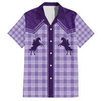 Aloha Hawaii Cowboys Paniolo Family Matching Off Shoulder Maxi Dress and Hawaiian Shirt Violet Palaka LT7 Dad's Shirt - Short Sleeve Purple - Polynesian Pride