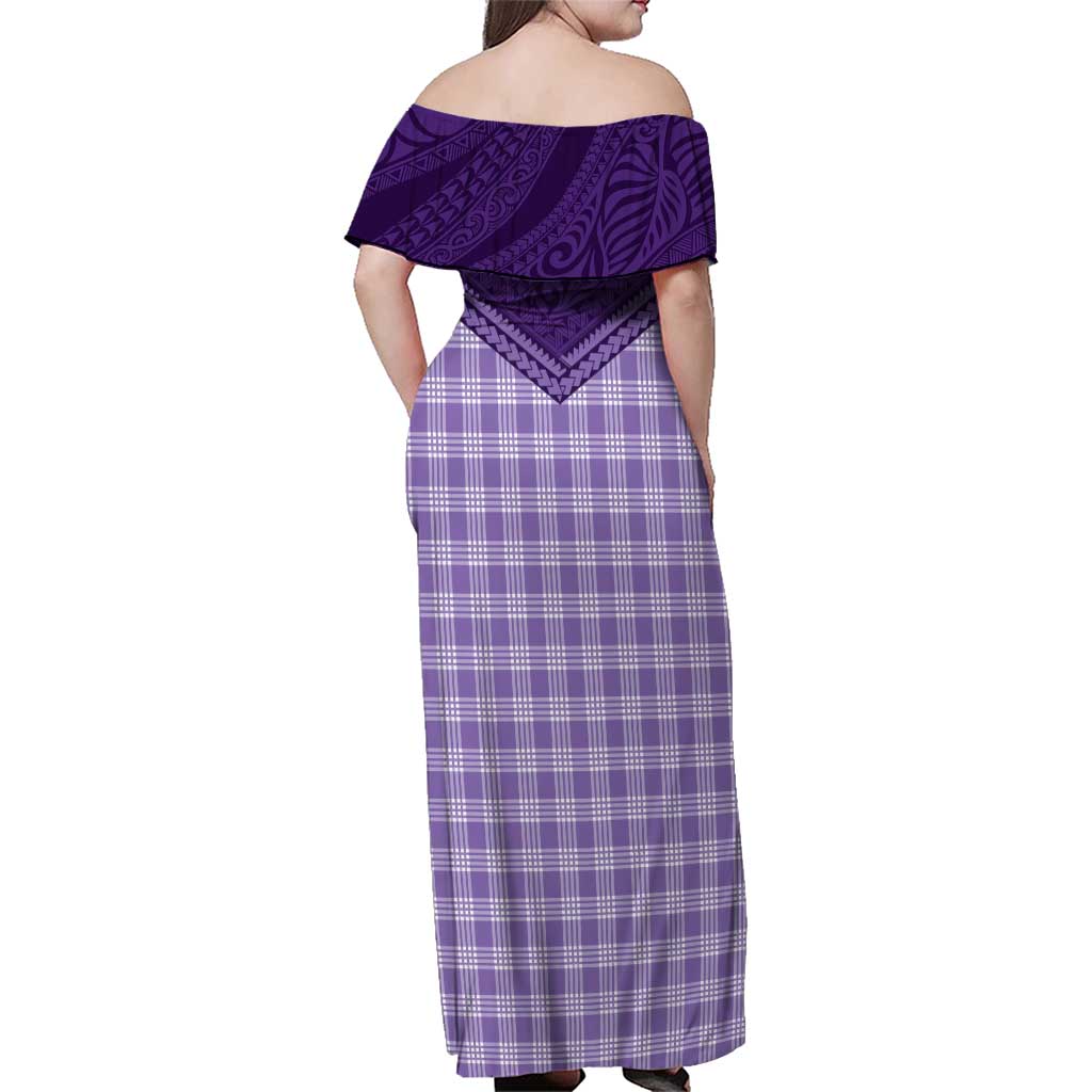 Aloha Hawaii Cowboys Paniolo Family Matching Off Shoulder Maxi Dress and Hawaiian Shirt Violet Palaka LT7 - Polynesian Pride