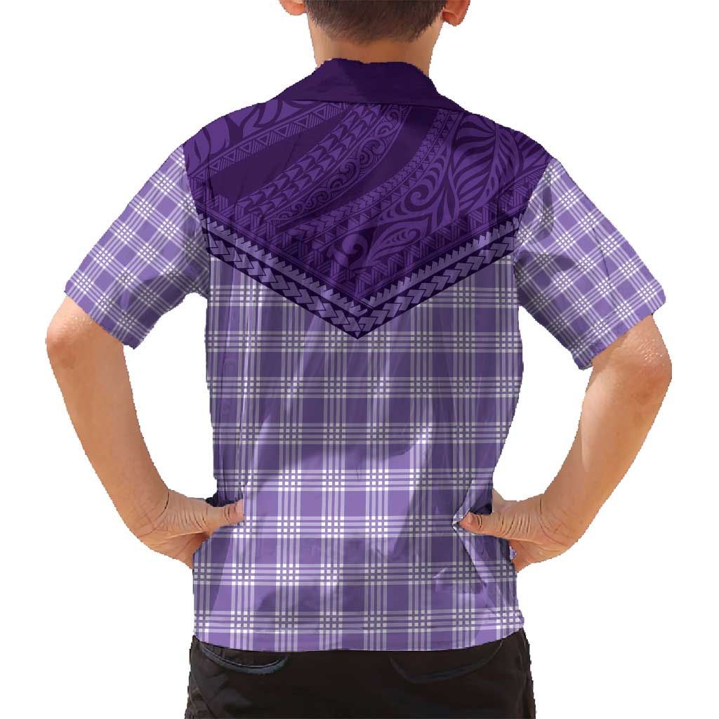 Aloha Hawaii Cowboys Paniolo Family Matching Off Shoulder Short Dress and Hawaiian Shirt Violet Palaka LT7 - Polynesian Pride