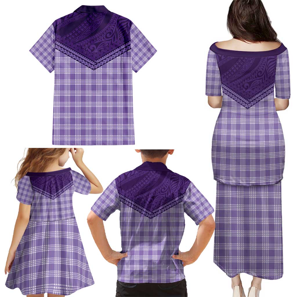 Aloha Hawaii Cowboys Paniolo Family Matching Puletasi and Hawaiian Shirt Violet Palaka LT7 - Polynesian Pride
