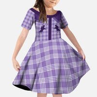 Aloha Hawaii Cowboys Paniolo Family Matching Short Sleeve Bodycon Dress and Hawaiian Shirt Violet Palaka LT7 Daughter's Dress Purple - Polynesian Pride