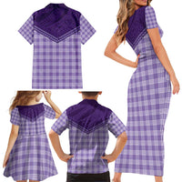 Aloha Hawaii Cowboys Paniolo Family Matching Short Sleeve Bodycon Dress and Hawaiian Shirt Violet Palaka LT7 - Polynesian Pride