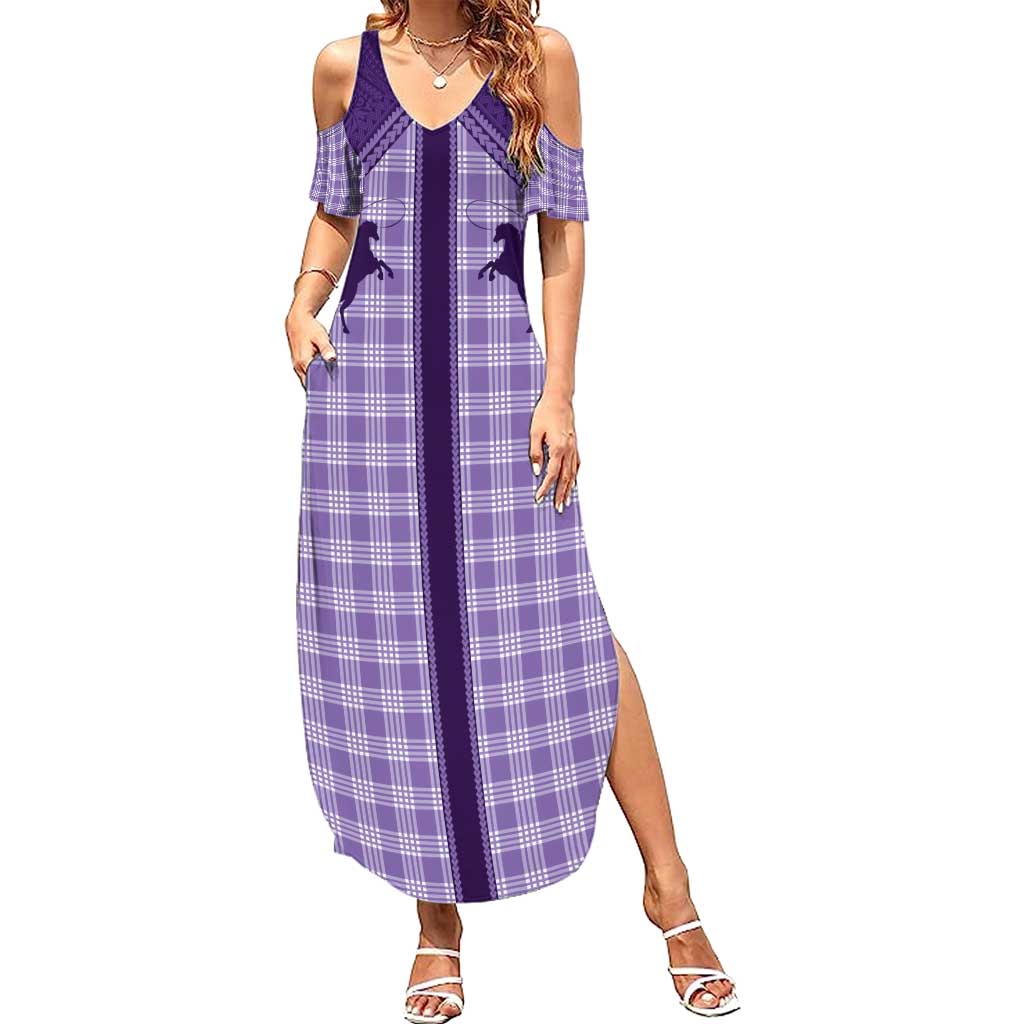 Aloha Hawaii Cowboys Paniolo Family Matching Summer Maxi Dress and Hawaiian Shirt Violet Palaka LT7 Mom's Dress Purple - Polynesian Pride