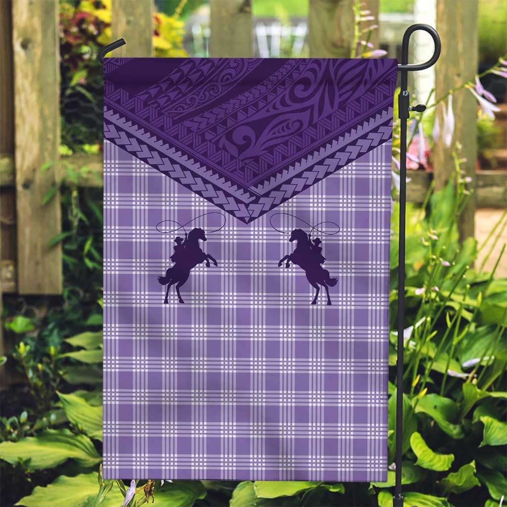 Aloha Hawaii Cowboys Paniolo Garden Flag Violet Palaka - Polynesian Pride