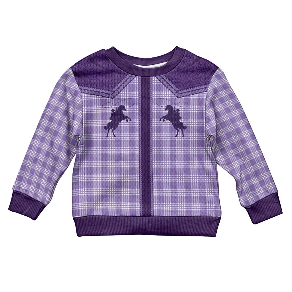 Aloha Hawaii Cowboys Paniolo Kid Ugly Christmas Sweater Violet Palaka - Polynesian Pride