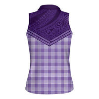 Aloha Hawaii Cowboys Paniolo Women Sleeveless Polo Shirt Violet Palaka LT7 - Polynesian Pride