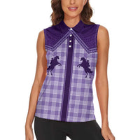Aloha Hawaii Cowboys Paniolo Women Sleeveless Polo Shirt Violet Palaka LT7 - Polynesian Pride