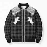 Aloha Hawaii Cowboys Paniolo Bomber Puffer Jacket Black Palaka - Polynesian Pride