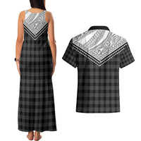 Aloha Hawaii Cowboys Paniolo Couples Matching Tank Maxi Dress and Hawaiian Shirt Black Palaka LT7 - Polynesian Pride