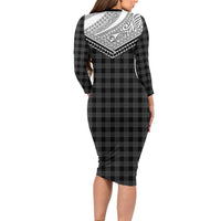 Aloha Hawaii Cowboys Paniolo Family Matching Long Sleeve Bodycon Dress and Hawaiian Shirt Black Palaka LT7 - Polynesian Pride